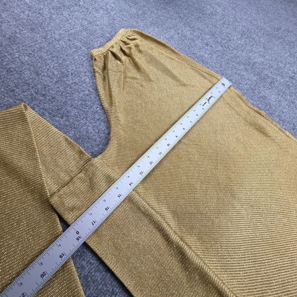 Vintage Joseph Magnin Women's 12 Gold Metallic Knit  Sweater Top 80s Glam Blouse - Picture 10 of 12